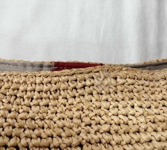 Dakota Basket Tote Bag Beige X Red Dirty Used