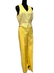 Vintage – JH Collectibles – Yellow Gingham – Vest & Pants Set – SZ S