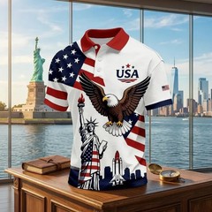 America 250 Years Patriotic Polo Shirt, 1776–2026 USA Flag Golf Polo Shirt