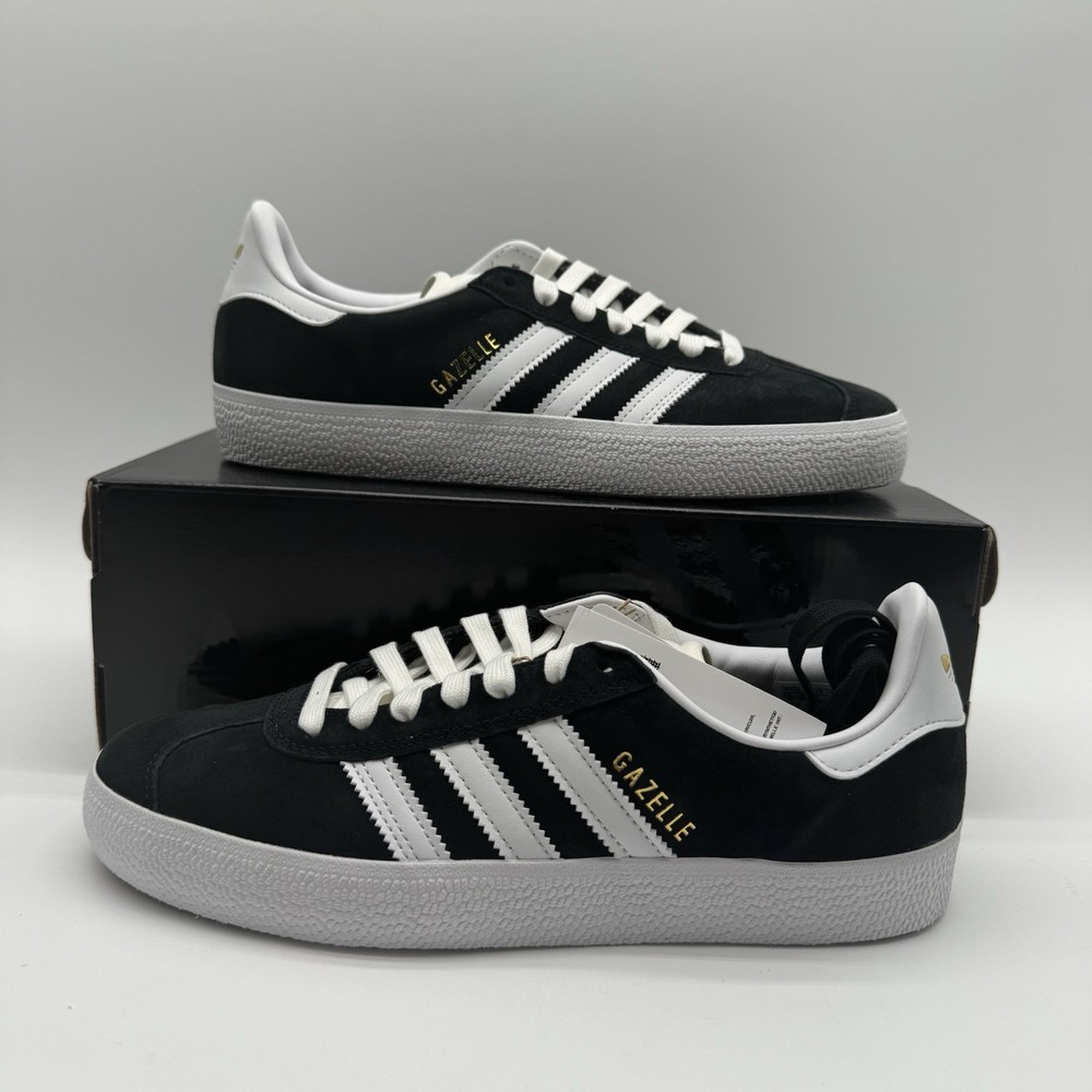adidas Men’s Gazelle ADV Black White Gold Sneakers FX6563 Shoes
