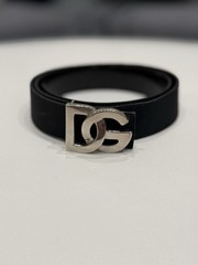 Dolce & Gabbana Women’s Black DG Logo Buckle Leather Belt Size 70cm/28in
