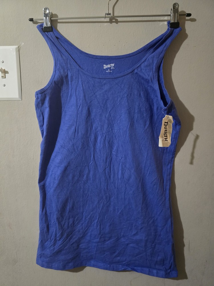 Duluth Women’s Blue Scoop Neck Sleeveless Solid Tank Top Regular Size S