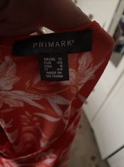 PRIMARK Ladies Blouse Top Size 12 Orange Floral Stretch Lightweight Half Sleeve