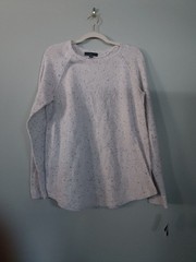 Karen Scott Women’s Curved Hem Long Sleeve Speckle Pullover Sweater