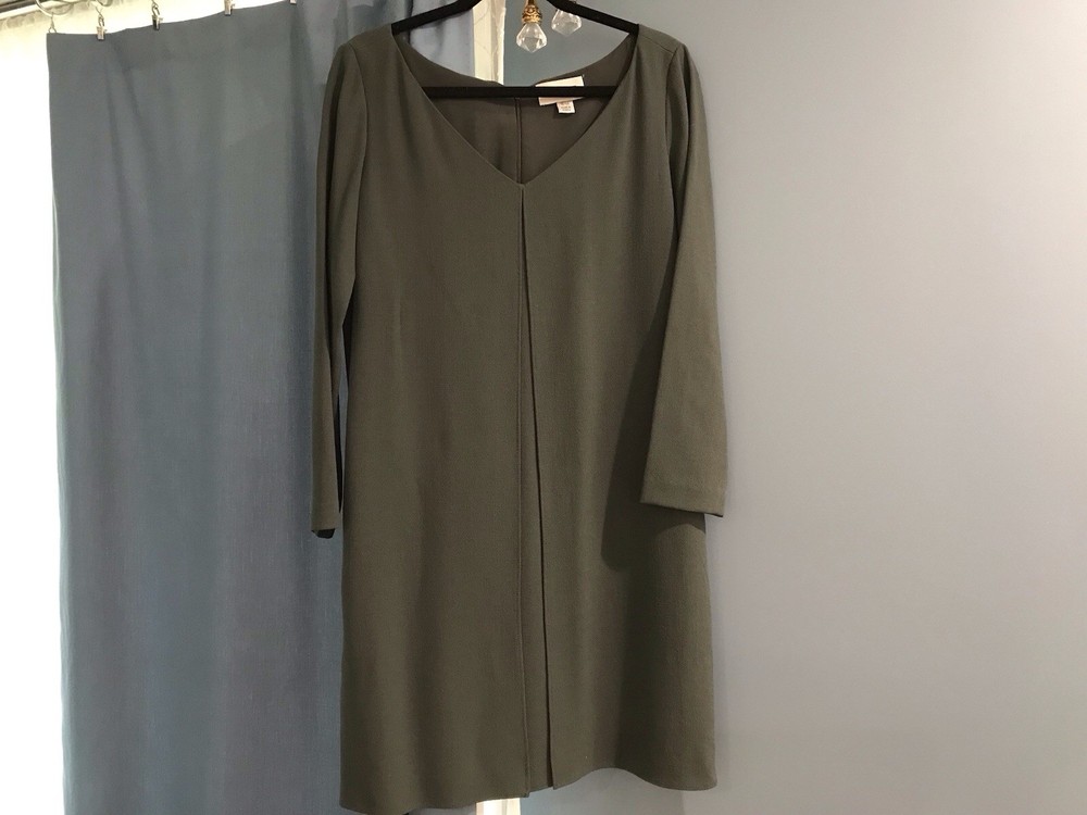 Emanuel Ungaro Wool Forest Green Shift Dress 10/44 Korea