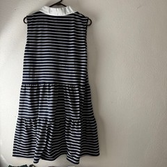 Nautica Jeans Womens Navy Blue White Striped Tiered Sleeveless Polo Dress XL