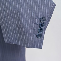 Canali Super 120s Wool Blue Striped 2 Piece Suit 44L 39 / 31 Pleated Cuffed Mid