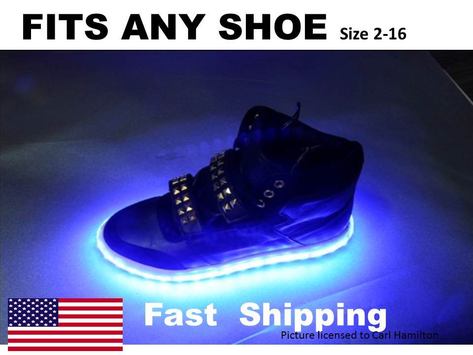 LIGHT up “your” SHOES fits any size 5 6 7 8 9 10 11 12 13 14 15 .5 cut to fit