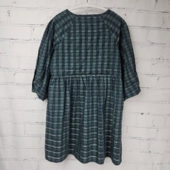 Madewell Green Navy Plaid Wrap Dress Womens S Puff Balloon Sleeve Mini Babydoll
