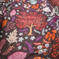 J Jill Rust Purple Fall Scarf 36″ X 36″ Viscose Rayon Leaves Tree $69