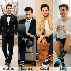 Lot of 12 Pairs New Cotton Men Striped Style Dress Socks Size 10-13 Multi-Colors