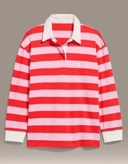 Old Navy x Christopher John Rogers M,L, XL Oversized Rugby Top Red/Pink