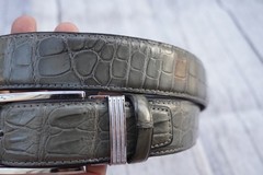 W 1.5 inch – Gray Genuine Crocodile Belly Leather Skin Men’s Belt #R42