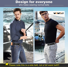 2 Pack No Buckle Belts for Men Women Side Elastic Belt Fits 1.5 Inch Belt Loops