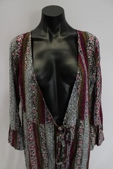 R. Vivimos Women’s Long Bell Sleeve Boho Maxi Wrap Dress LB3 Multicolor Medium