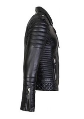 MENS ASYMMETRICAL BIKER LEATHER JACKET SLIM FIT 100% SHEEPSKIN REAL LEATHER