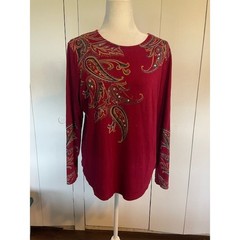 Chico’s Size Large Women’s Long Sleeve Red Pullover Top