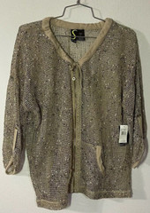 NWT Sportelle Crochet Zip Up Jacket Open Knit Beechwood Size Large $46 NEW