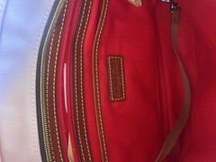 Dooney & Bourke Pink Solid Tote Bag – Zip Top, Gold Hardware, Red Lining