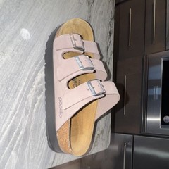 Papillio by Birkenstock Womens Pink Wedge Slide Sandals Buckle EU 36 Narrow