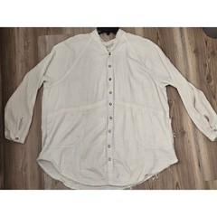 We The Free Free People Cotton Gauze Button Down Shirt Ivory M Boho *stained*