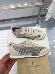 Brunello New Cucinelli Genuine Leather Mesh Comfortable Running Casual Shoes