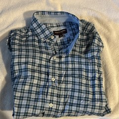 Johnston & Murphy Men’s XL Blue/White Plaid Button-Up Shirt, Button-Down Collar