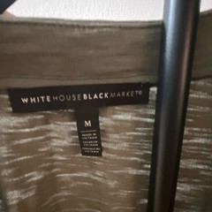White House Black Market Women’s Green Linen Knit V-Neck Cap Sleeve Tee M
