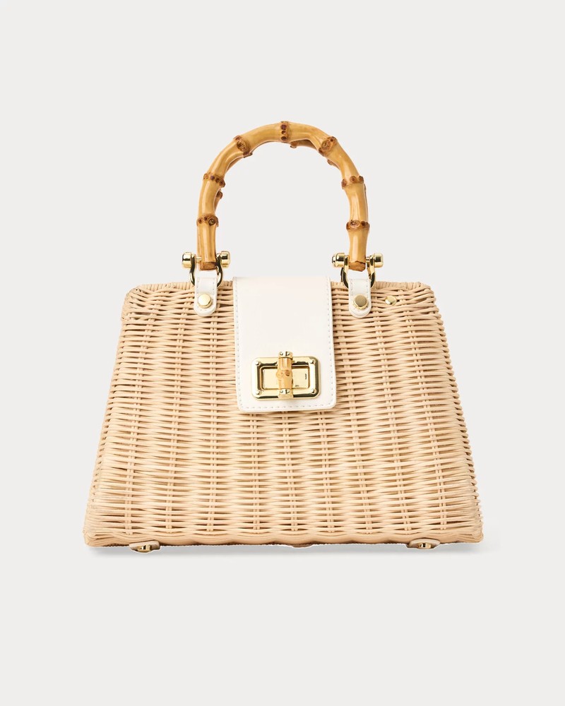 Lilly Pulitzer Leena Top Handle Bag Resort White X Natural