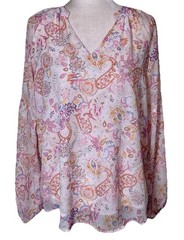 Women’s Spring Boho Floral Paisley Blouse Long Sleeve Casual Chic Cottagecore M