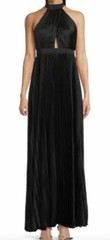 Lulus Women’s S Black Halter Tie Neck Pleated Maxi Dress Sleeveless
