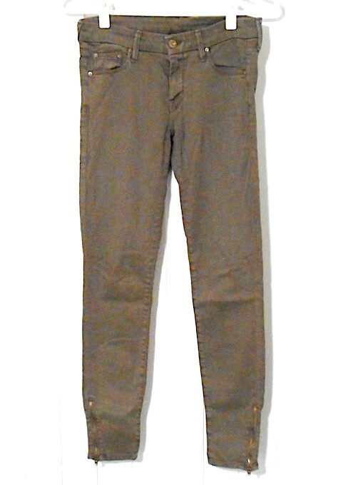 MOTHER Jeans THE LOOKER ANKLE ZIP “Pop” Khaki Green Size 27