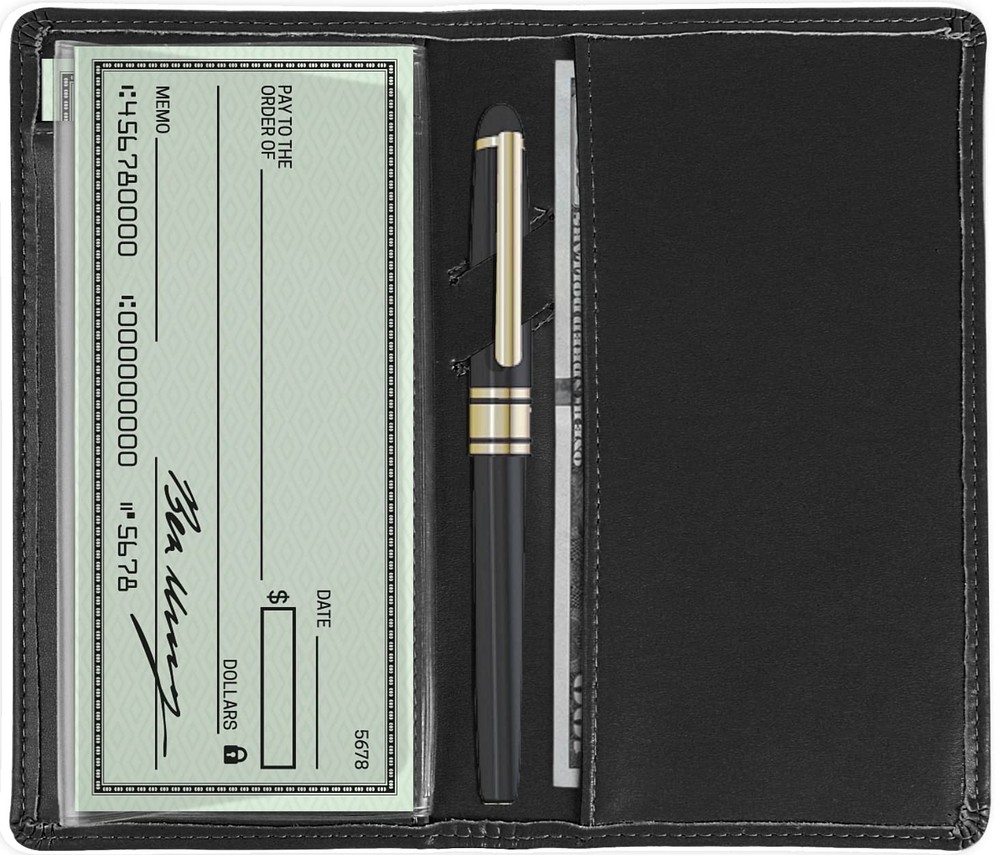 Sanlykate Leather Checkbook Cover for Men and Women, Check One Size, Black