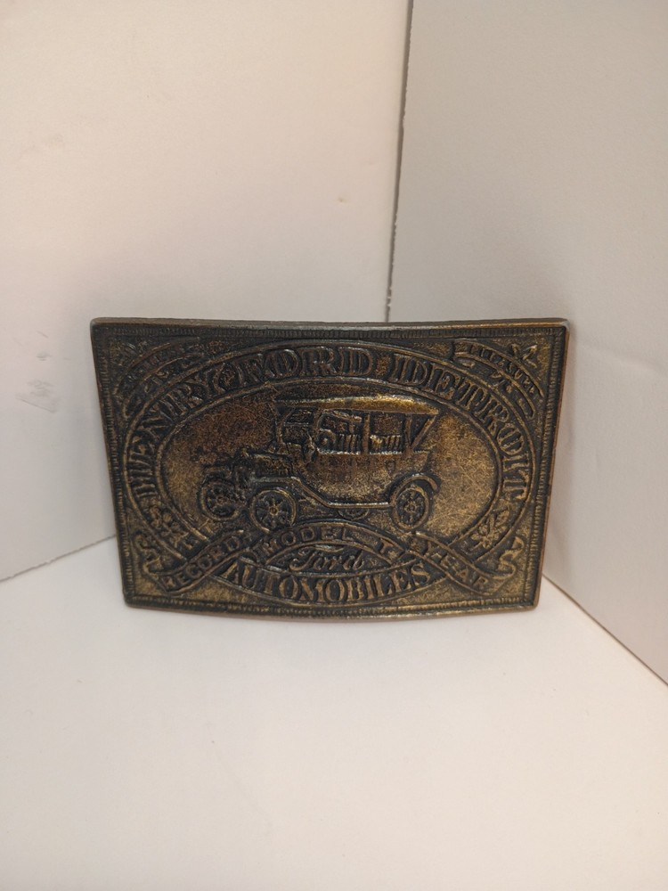 Vintage Henry Ford Detroit Automobile Model T Belt Buckle 3.25X2.25 Inches