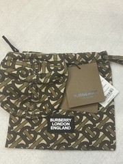 Burberry Monogram Cotton Adjustable Face Mask w/ Drawstring Pouch One Size