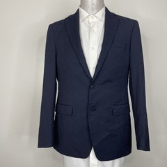 Calvin Klein Blazer Jacket Mens 40R Navy Blue Check Polyester Double Vented