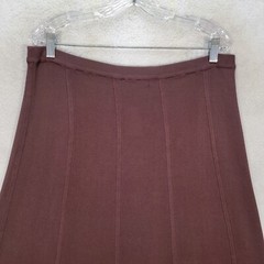 Vtg 90s Gardy Womens Skirt Size L Brown Rib Knit Pull On Slit Unique Midi A Line