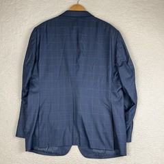 Holland & Sherry Super 180’s Merino Wool Blue Plaid Masterpiece Gold Custom