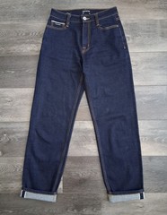 Frank & Oak Cyndi Straight Fit Selvedge Denim Blue Jeans High Rise Size 24×28