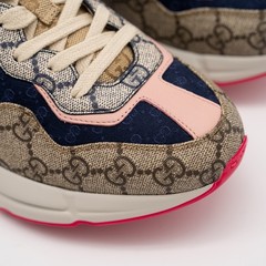 Size 36.5eu 6.5 US – Gucci GG Rhyton Beige White Pink Blue GG Canvas Leather