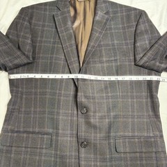 Lauren Ralph Lauren Blazer 44L Wool Elbow Patches Brown Blue Windowpane Plaid