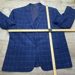 Crown & Ivy Sport Coat Mens 52R Blue Windowpane Check Blazer Professional