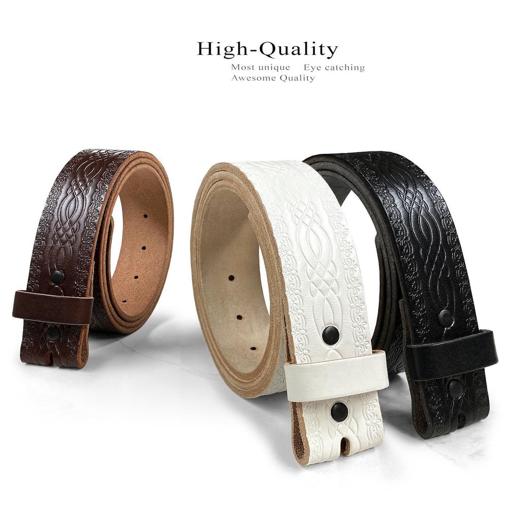 BS085-New Genuine Full Grain Engraved Leather Belt Strap 1-1/2″(38mm) Wide