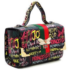 Multi Graffiti Queen Bee Stripe 2-in-1 Boxy Satchel