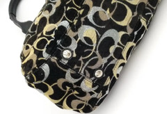 Coach Garnet LARGE Canvas Signature C Gathered Black Magic Bag Tote/Shoulder Bag