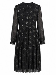 Sonder Studio Celestial Star Print Midi Dress UK 12 Black Sparkle Long Sleeve