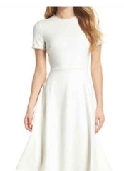 Gal Meets Glam Reme White Fit/ Flare Pearl Trim Dress Sz. O