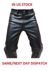 Mens Biker Jeans Real Black Or Cow Leather Sleek And Sexy 501 Style Pants