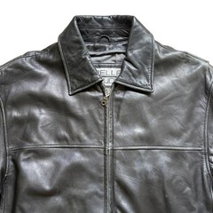 Wilsons Leather Pelle Studio Men Black Leather Bomber Jacket Coat Medium Vintage