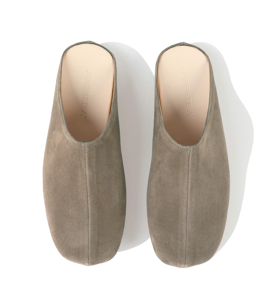 Firenze Atelier Men’s Handmade Beige Suede Mules & Slip-on Clogs Slippers Slides